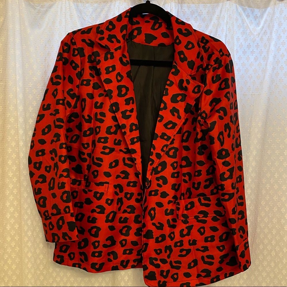Women’s red leopard print suit jacket